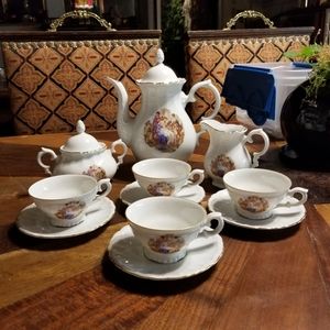 Rare Old Victorian Tea Set With a Boudoir Scene From Bavaria West Germany As Is